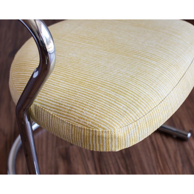 Mid 20th Century Vintage Chrome Armchair With Imperfect Yellow and White Stripes the Fabric Is by Kelly Wearstler Celled "Vertex" , and Is Suitable for Indoor/Outdoor For Sale - Image 5 of 7
