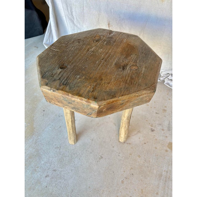 Late 19th Century Late 19th Century French Octagonal Butchers Block Side Table For Sale - Image 5 of 12