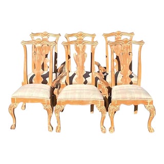 Vintage Century Furniture Cerused Chippendale Dining Chairs - Set of 6 For Sale
