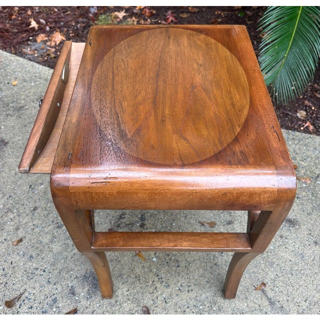 Uttermost Walnut French Style End Table With Curved Legs and One Drawer For Sale - Image 4 of 8