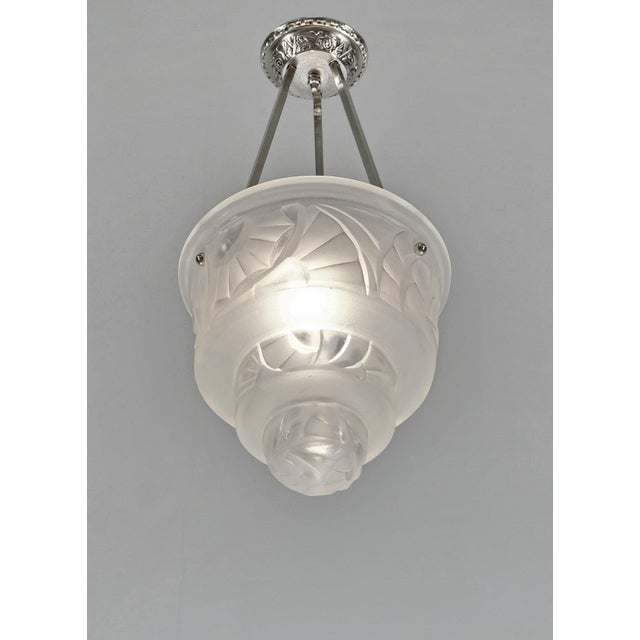 David Gueron Degue French Art Deco Pendant Light by Francis Hubens & Degue 1930 France For Sale - Image 4 of 8