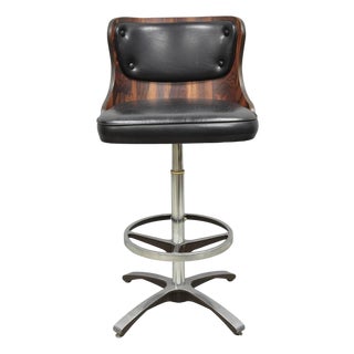 Vintage Daystrom Mid Century Modern Faux Rosewood Laminate Swivel Barstool Chair For Sale