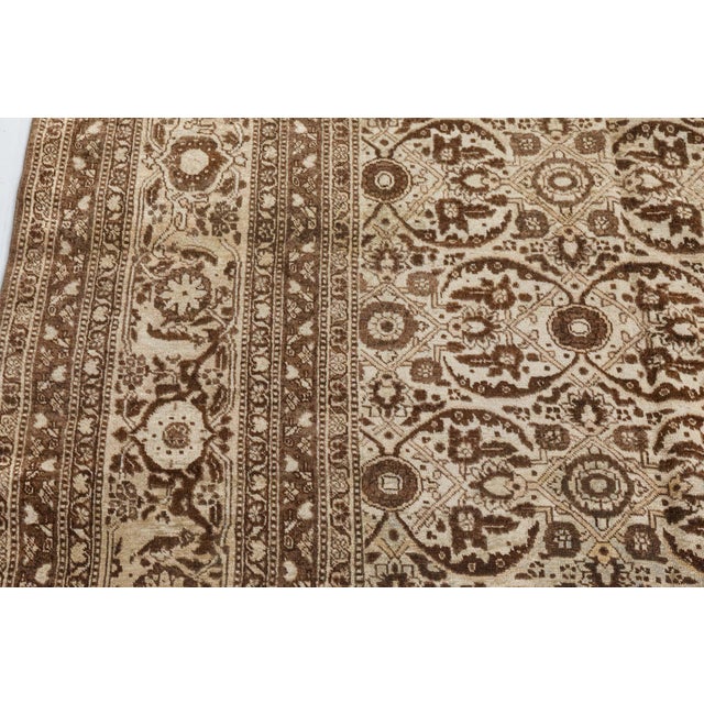 Early 20th Century Antique Persian Tabriz Botanic Handmade Wool Carpet For Sale - Image 5 of 9