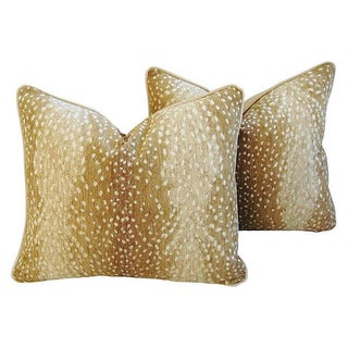 Designer Antelope Fawn Spot Velvet Pillows - Pair For Sale