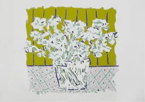 Flowers 2, Knox Martin Silkscreen on Heavy Hand-made Paper