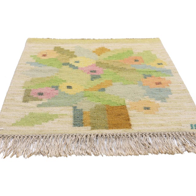 Mid-Century Modern Ingegerd Silow Swedish Rollakan Rug, 02'03 X 03'00 For Sale - Image 3 of 11