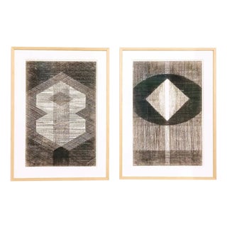 Victor Noël, Abstract Compositions, Charcoal Drawings, 1964, Set of 2 For Sale