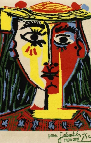 Femme au Chapeau à Pompons et au Corsage Imprimé Rug After Picasso from Desso