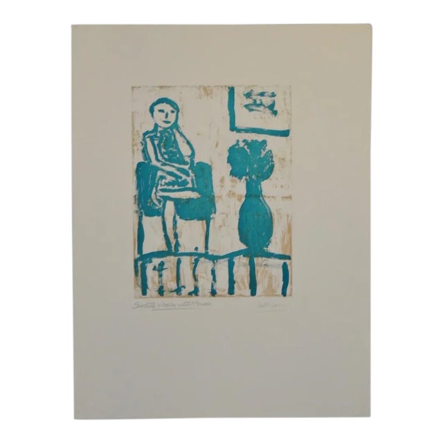 Arthur Krakower "Seated Woman With Flowers Ii" Monotype C.2004 For Sale