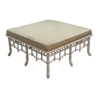 1990s Faux Bamboo Square Ottoman For Sale