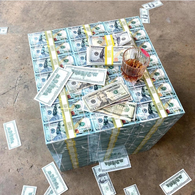 Wood Pop Art Million Dollar Cube Side Table For Sale - Image 7 of 8