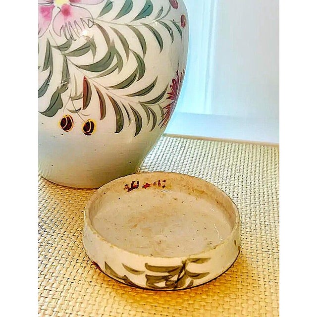 Mid Century Hand Painted Floral Lidded Jar For Sale - Image 10 of 14