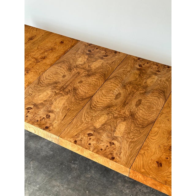 Lane Burl Wood Extendable Parsons Dining Table in the Style of Milo Baughman, 1970s For Sale - Image 13 of 18