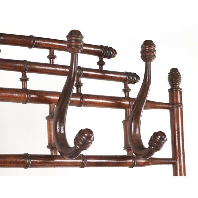Mid 20th Century Victorian Belgian Wood Hall Tree With Beveled Mirror For Sale - Image 5 of 11