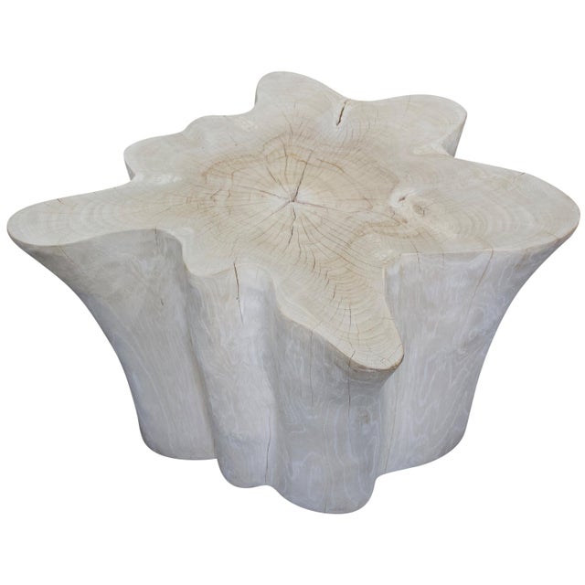 Reclaimed bleached teak amorphous side table. A slight graduation from the bottom to the top. The St. Barts Collection...