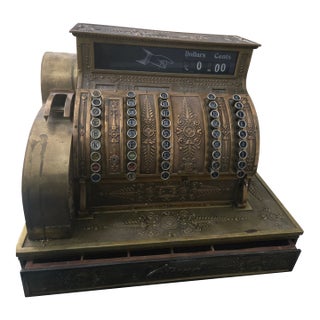 Antique National Cash Register Brass Gorgeous For Sale