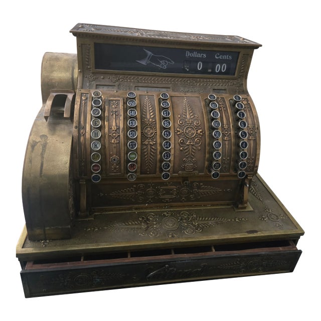 Antique National Cash Register Brass Gorgeous For Sale