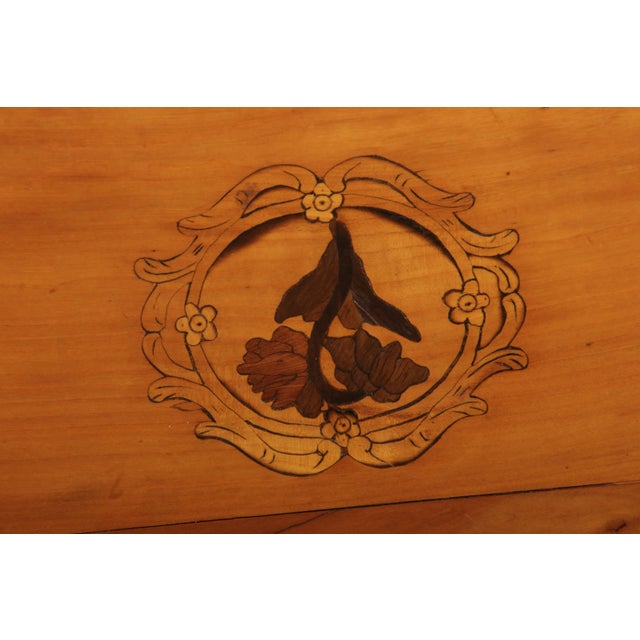 Small Antique Baroque Desk Table in Cherry and Walnut with Inlays, 1800 For Sale - Image 18 of 18