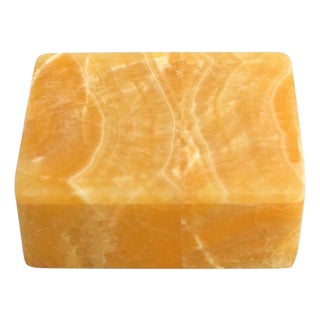 Hand Crafted Honey Onyx Box by Italian Artisan For Sale