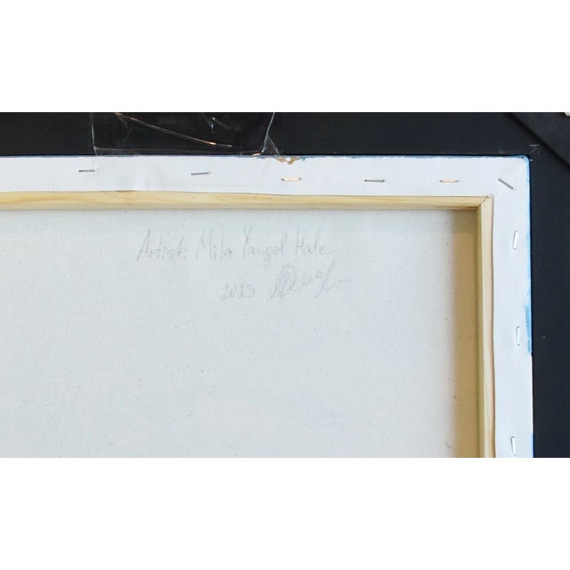 Teal Stunning Beautiful Woman Portrait Oil Painting W/ Antiqued Gold Wood Frame For Sale - Image 8 of 9