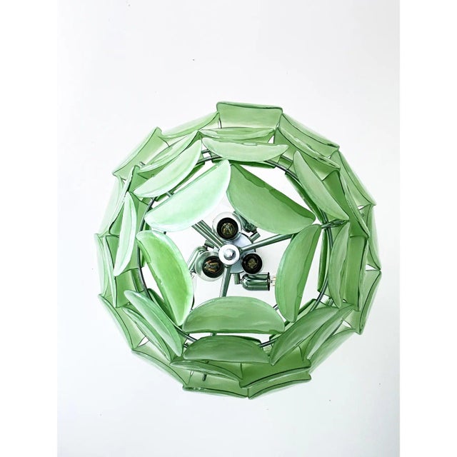 Early 21st Century Modern Green Petal Murano Glass Chandelier by Simoeng For Sale - Image 5 of 6
