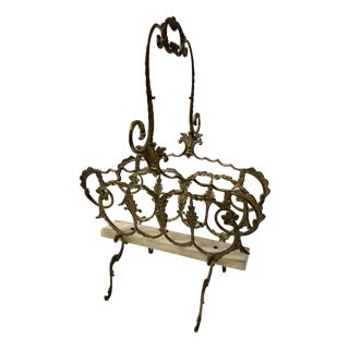 20th Century Openwork Bronze and Brass Magazine Rack For Sale