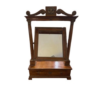 Antique Empire Walnut and Bronze Dressing Mirror Late 19th Century For Sale