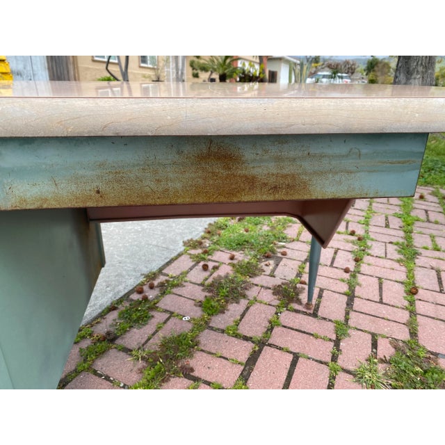 Vintage Celadon Metal Writing Desk For Sale - Image 12 of 13