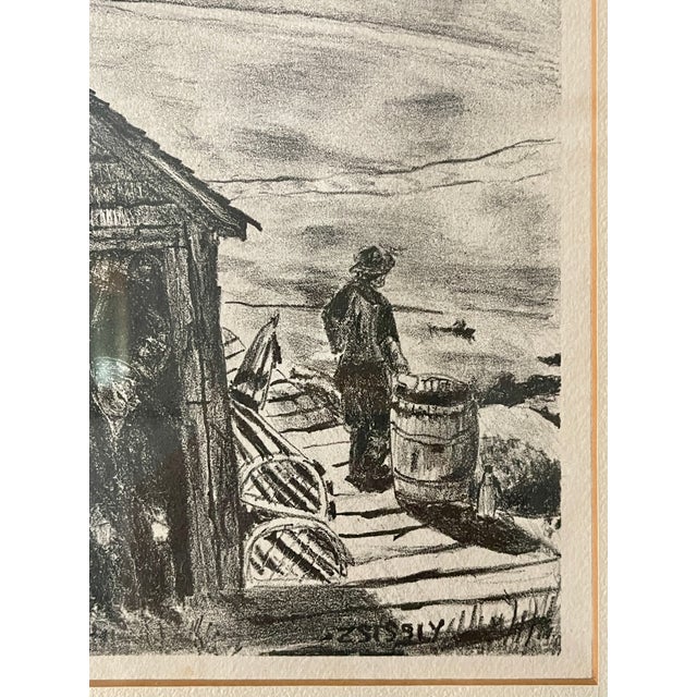 Wood "Lobsterman's Wharf" Original 1946 Lithograph by Zsissly, Framed For Sale - Image 7 of 12
