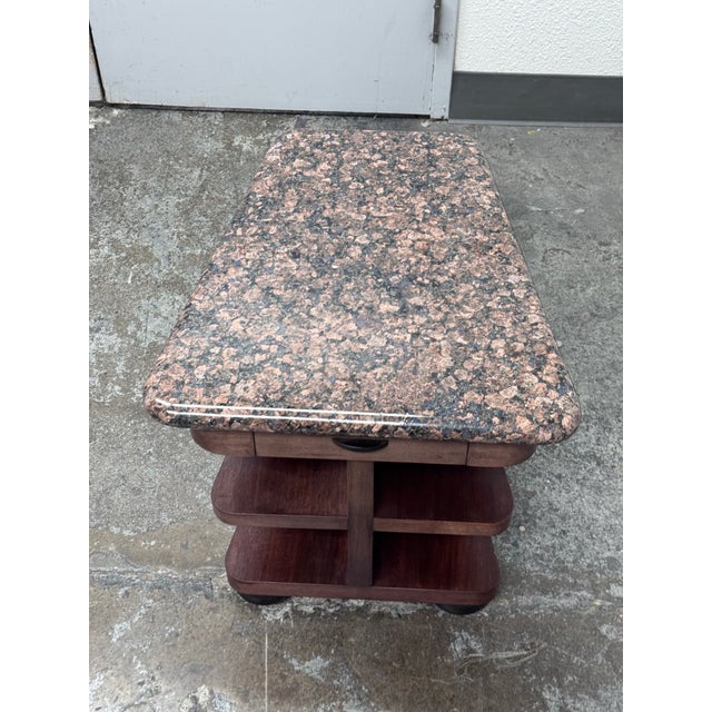 Postmodern Modernist Rosewood Side Table With Granite Table Top For Sale - Image 3 of 12