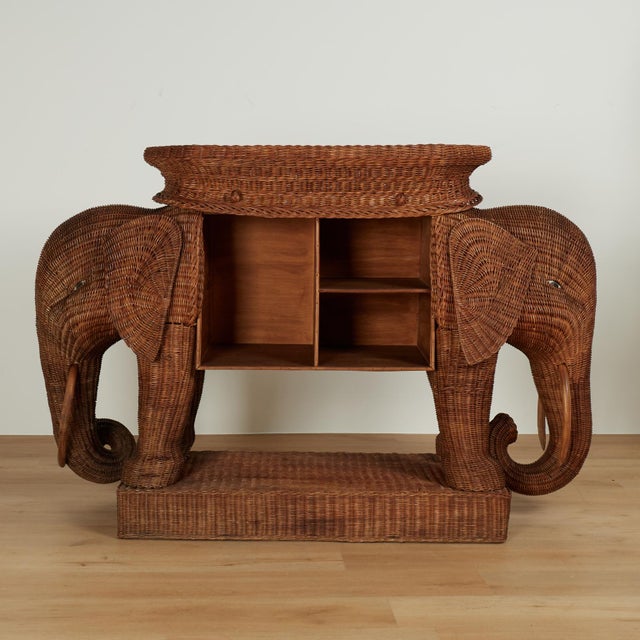 Vintage Italian Wicker Elephant Serving Bar For Sale - Image 18 of 18