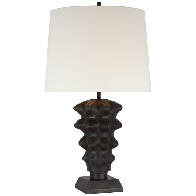 Transitional Thomas O'Brien by Visual Comfort Signature Luxor Large Table Lamp in Garden Bronze with Linen Shade For Sale - Image 3 of 3