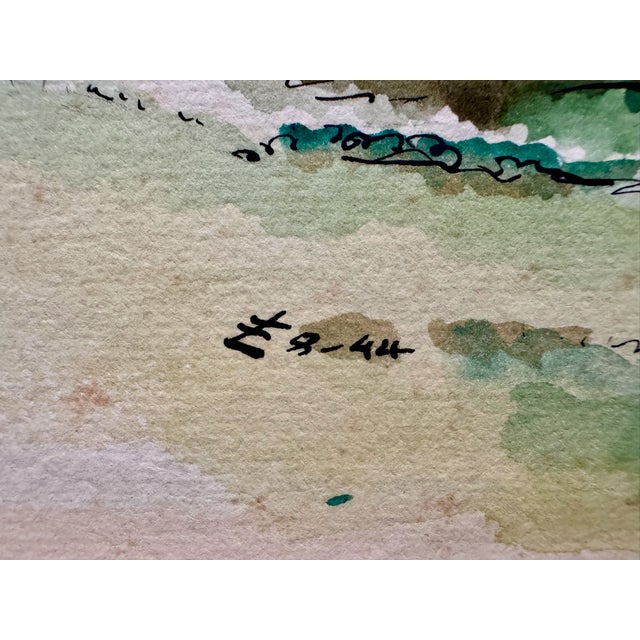 1940s Henry Emil Salloch Original Watercolor on Paper Shenandoah Valley, Va. 1944. For Sale - Image 5 of 8