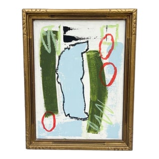 Original Modern Abstract Painting in Antique Frame For Sale