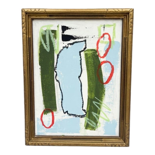 Original Modern Abstract Painting in Antique Frame For Sale