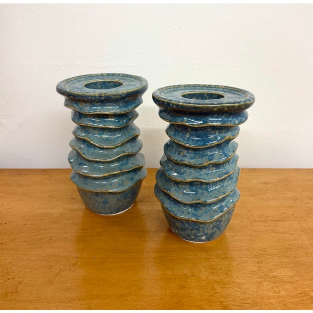 Vintage Abstract Ceramic Candle Holders For Sale - Image 4 of 6