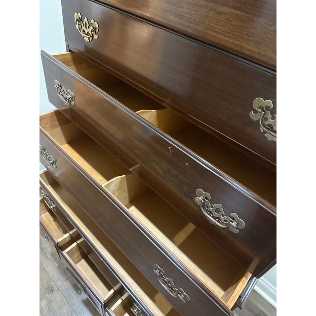 Ethan Allen Georgian Court Cherry Highboy For Sale - Image 9 of 10
