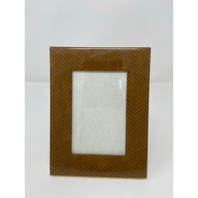 Metal Vintage Italian Faux Snakeskin Lacquered Picture Frame For Sale - Image 7 of 7