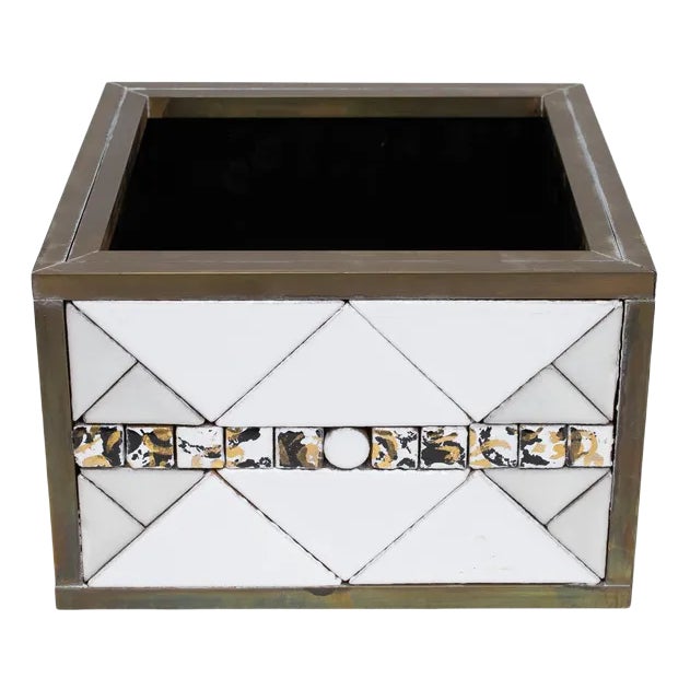 Brass & Ceramic Vase, 1970s For Sale