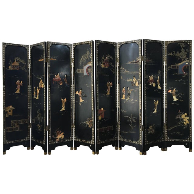 Four-Panel Reversible French Chinoiserie Coromandel Screens Paris, 1920s - a Pair For Sale - Image 10 of 10