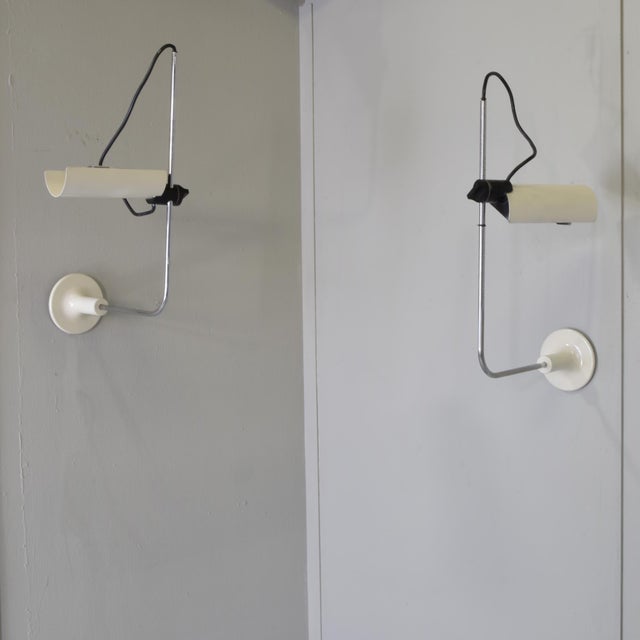Adam Wall Lamps in Chrome Steel and Lacquered Metal by Vico Magistretti for O-Luce, 1975, Set of 2 For Sale - Image 12 of 13