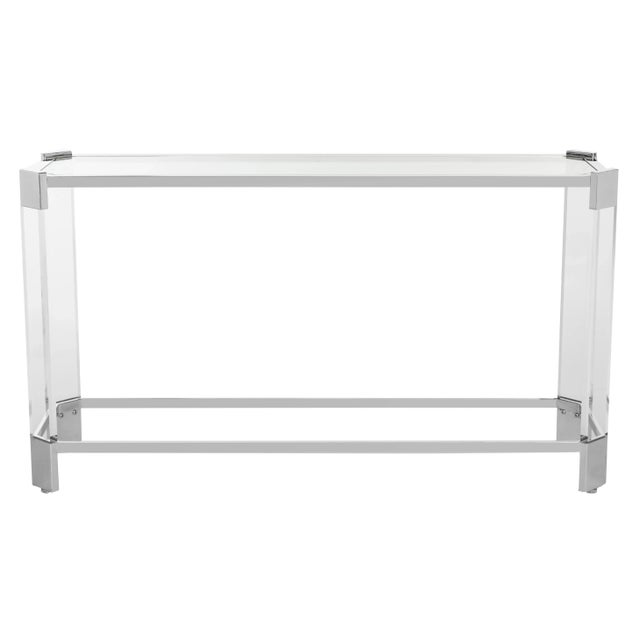Glass Acrylic Console Table, Silver & Clear For Sale - Image 7 of 7