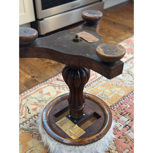 Mid 20th Century Mid 20th Century One-of-a-Kind Italian Neoclassical Fluted Pedestal Stool in Mongolian Shearling by Lorraine Studios For Sale - Image 5 of 10