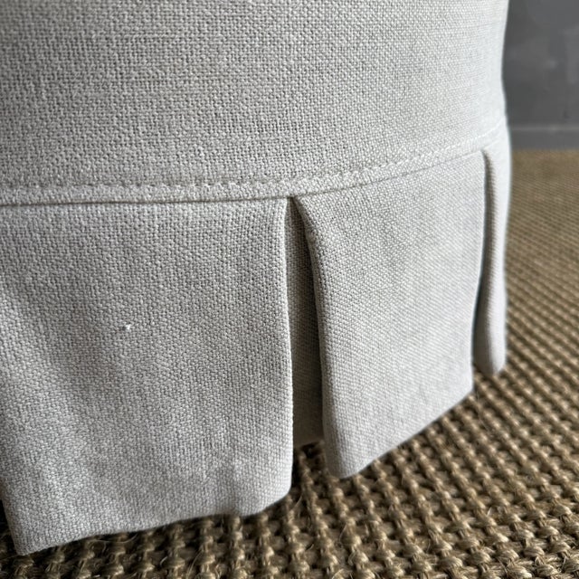 Not Yet Made - Made To Order Bailey Greige Slip Covered Ottoman in Linen With Pleated Skirt For Sale - Image 5 of 6