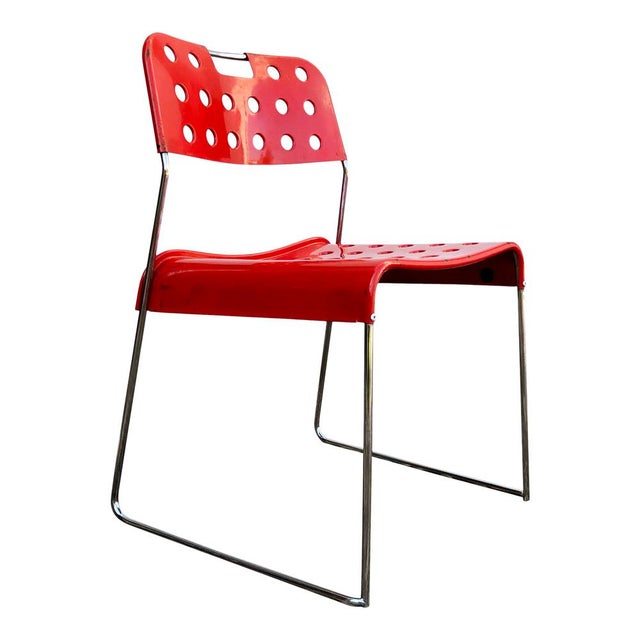 Italian Space Age Red Omstak Dining Chairs by Rodney Kinsman for Bieffeplast, 1971, Set of 4 For Sale - Image 10 of 16