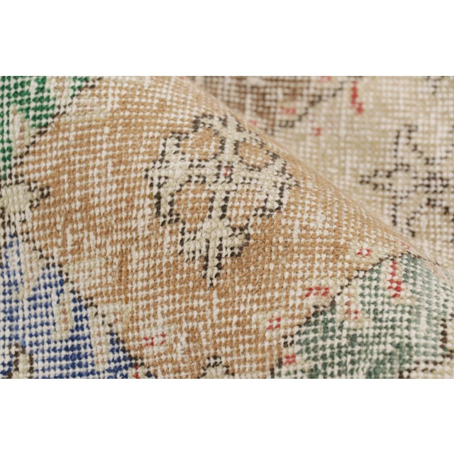 Textile Vintage Zeki Müren Square Rug in Polychrome Geometric Pattern, From Rug & Kilim For Sale - Image 7 of 8