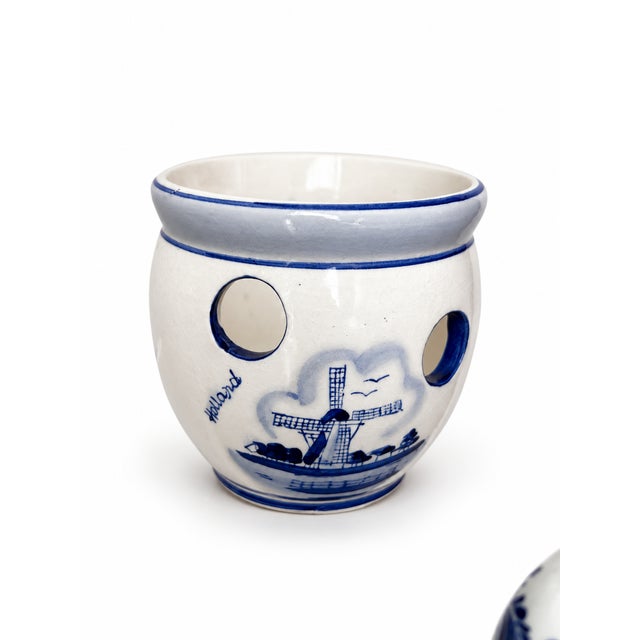 Blue Vintage Dutch Blue and White Delft-Style Ceramic Pottery Set of 7 For Sale - Image 8 of 11