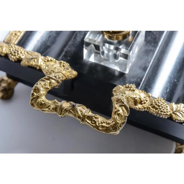 Antique French Gilt Bronze and Ebonized Ink Stand For Sale - Image 4 of 8