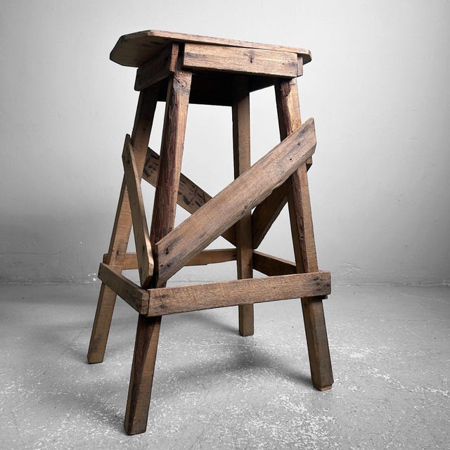 Early Shōwa Era Mingei Folk Art Wooden Stool, Japan, 1930s For Sale - Image 13 of 13