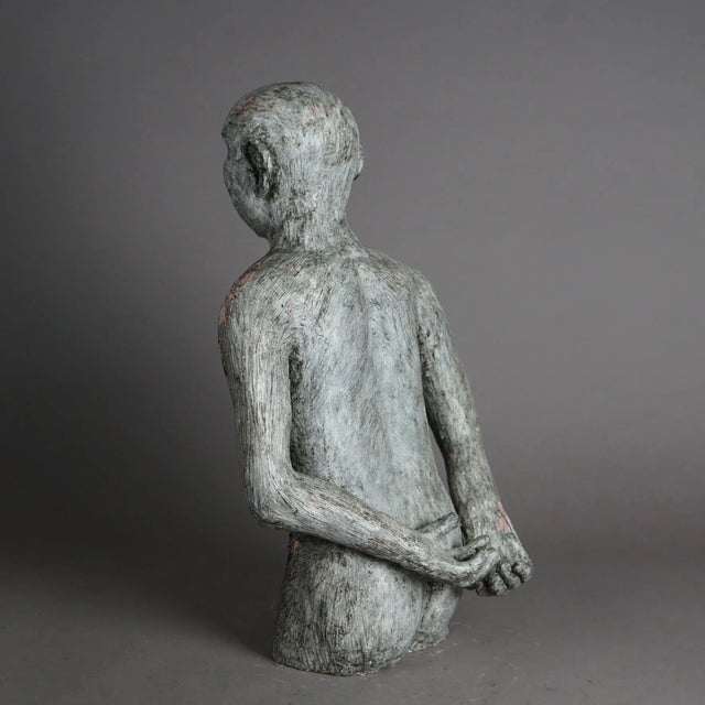Gray Mid Century Modern Terra Cotta Torso Sculpture of a Man by York Lewis Circa 1980 For Sale - Image 8 of 11